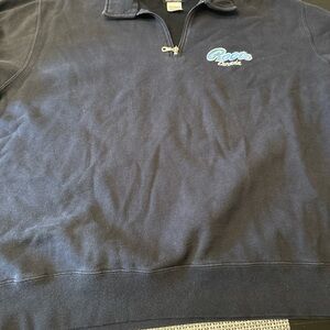 Roots Men's Dark Blue Quarter zip - Early 2000s